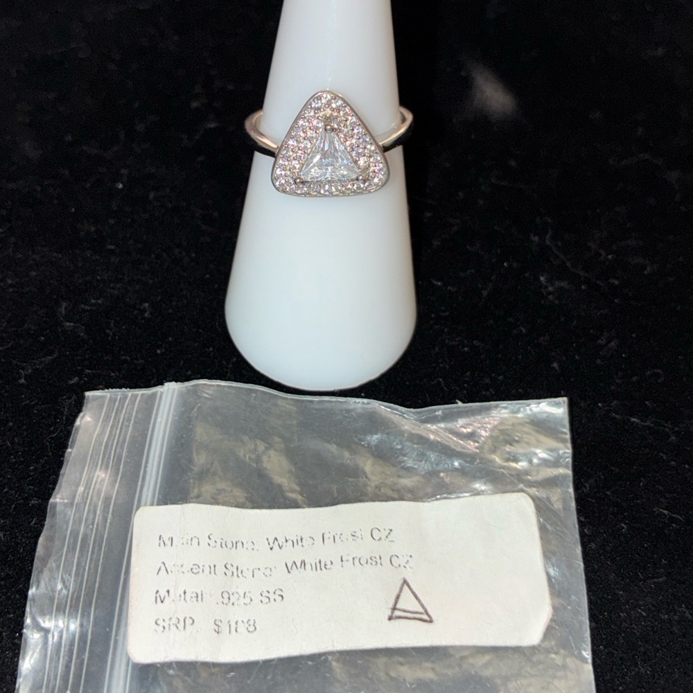 Triangular Silver Ring With White Cz - image 1